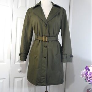 Gallery women's Trend Coat Olive Green Belted lined Jacket Size Large